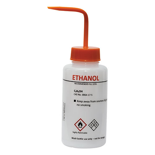 پیست 500ml با درب و نازل یکپارچه لیبل‌دار ( اتانول - درب نارنجی ) برند PIP کد 