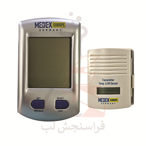 ترموهیدرومتر دیجیتال سنسوردار (داخل و خارج بی سیم) برند MEDEX EUROPE کد E 213 302